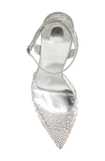 Shop Christian Louboutin Spikaqueen Crystal Ankle Strap Pump In Silver