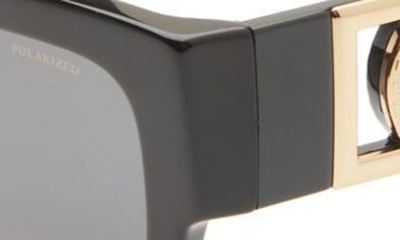 Shop Versace 53mm Polarized Rectangular Sunglasses In Black