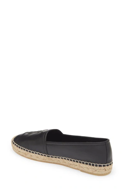 Saint Laurent Logo-embossed Leather Espadrilles In Nero