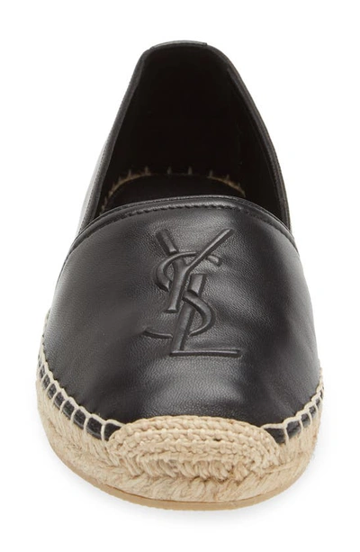 Saint Laurent Logo-embossed Leather Espadrilles In Nero