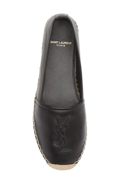 Shop Saint Laurent Logo Espadrille Flat In Nero