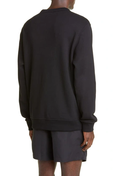 Shop Burberry Embroidered Cotton Logo Sweatshirt In Black