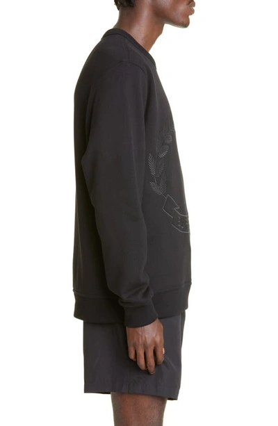 Shop Burberry Embroidered Cotton Logo Sweatshirt In Black