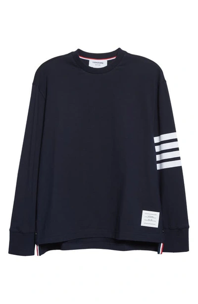 Shop Thom Browne 4-bar Oversize Long Sleeve T-shirt In Navy