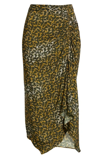 Shop Isabel Marant Étoile Azaria Floral Print Ruched Handkerchief Hem Midi Skirt In Bronze