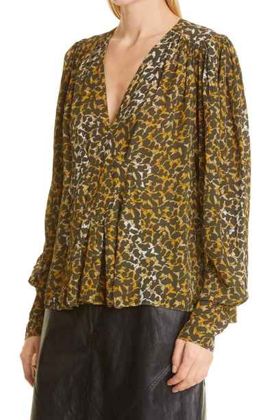 Isabel Marant Étoile Amirya V-neck Printed-blouse In Bronze