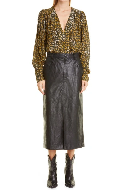 Isabel Marant Étoile Amirya V-neck Printed-blouse In Bronze