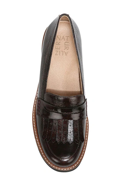 Naturalizer Darcy Fringe Leather Loafer In Cinnamon Patent Leather