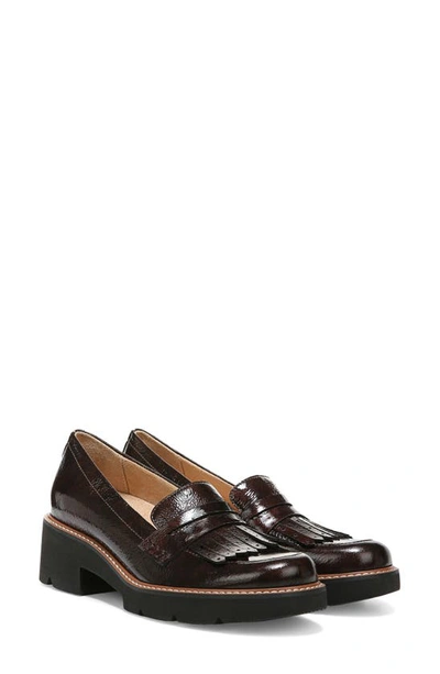 Naturalizer Darcy Fringe Leather Loafer In Cinnamon Patent Leather