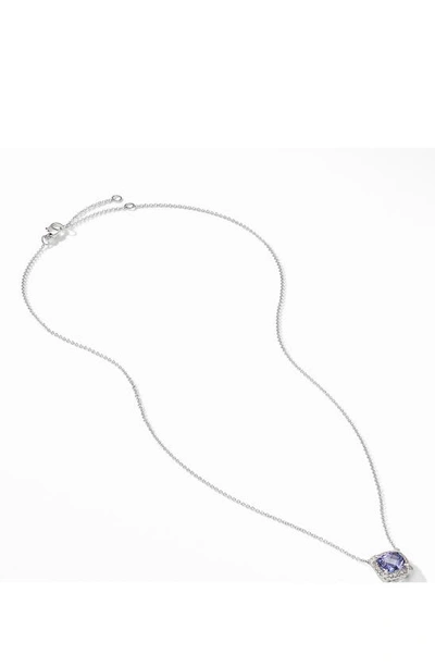 Shop David Yurman Petite Chatelaine® Pavé Bezel Pendant Necklace In Tanzanite