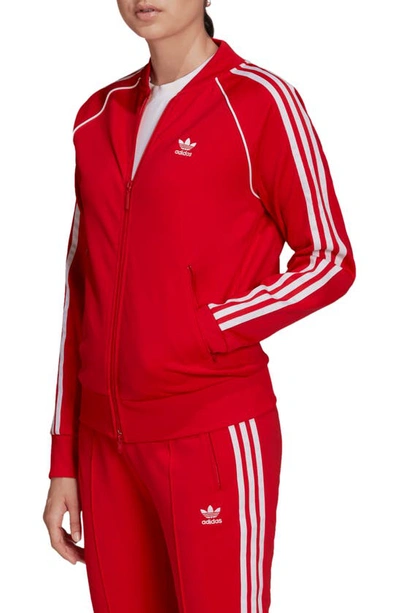 Shop Adidas Originals Primeblue Sst Track Jacket In Vivid Red