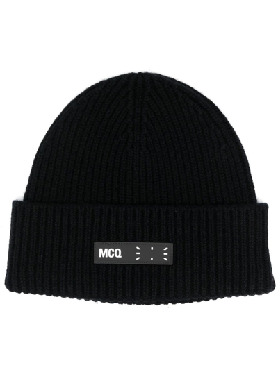 Shop Mcq By Alexander Mcqueen Ribbed Cap With Application In Black