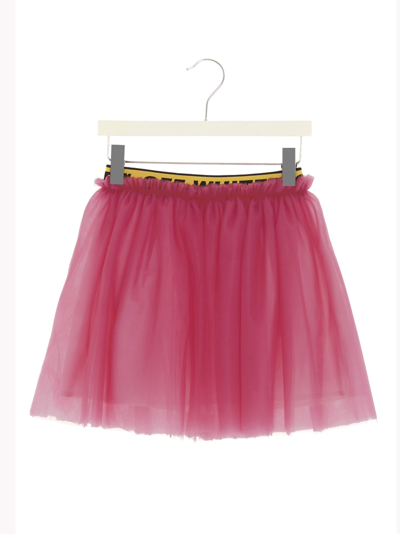 Shop Off-white Logo Tulle Skirt In Fuchsia