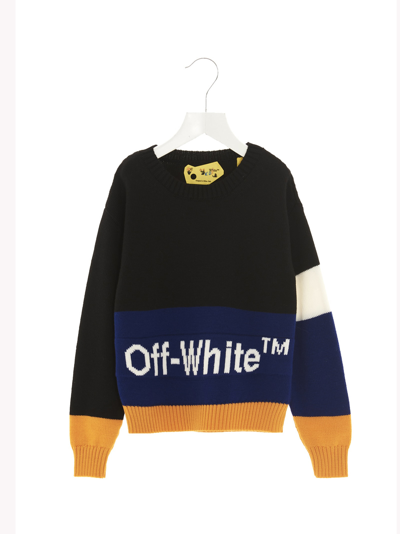 Shop Off-white Logo Colorblock Sweater In Multicolor