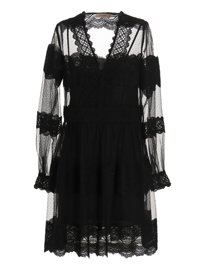 Shop Twinset Lace Dress In Black