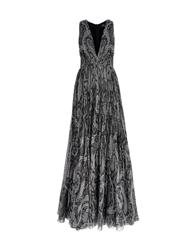 Etro Long Dress In Black Silk Chiffon With Paisley Print In Nero