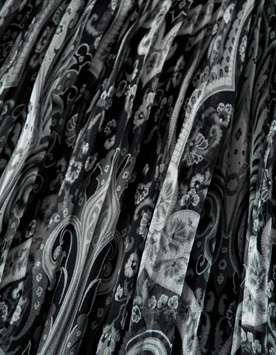 Shop Etro Long Dress In Black Silk Chiffon With Paisley Print In Nero