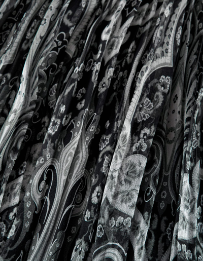 Etro Long Dress In Black Silk Chiffon With Paisley Print In Nero