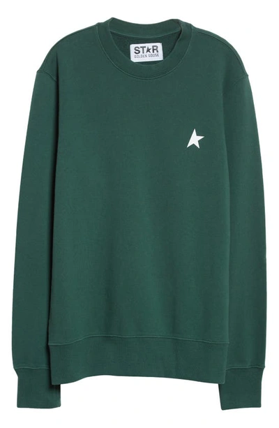 Shop Golden Goose Star Cotton Logo Sweatshirt In Bright Green/ White