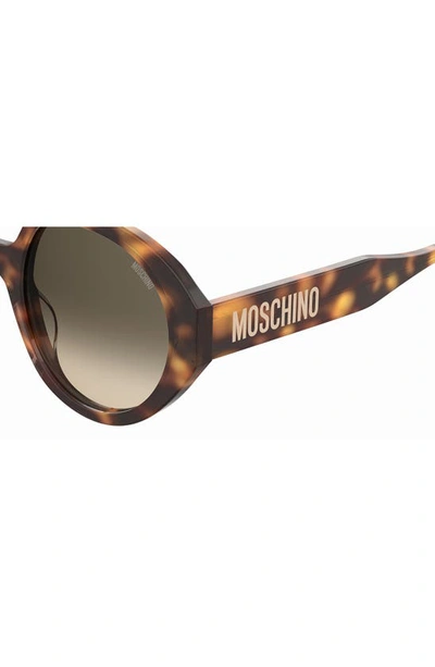 Shop Moschino 53mm Gradient Round Sunglasses In Havana 2 / Green Shaded