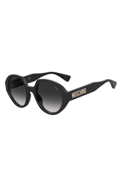 Shop Moschino 53mm Gradient Round Sunglasses In Black / Grey Shaded