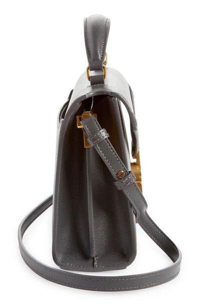 Shop Saint Laurent Mini Cassandra Leather Top Handle Bag In 1112 Storm