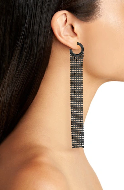 Shop Rabanne Pixel Linear Drop Earrings In Black
