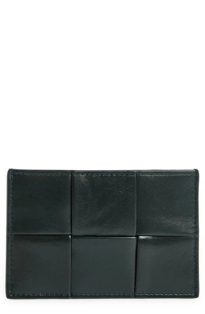 Shop Bottega Veneta Intrecciato Leather Card Case In Inkwell/ Silver