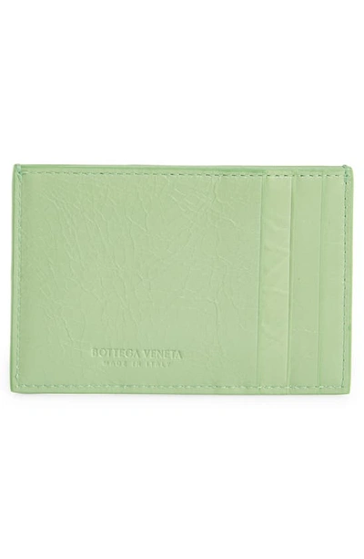 Shop Bottega Veneta Intrecciato Leather Card Case In Pistachio/ Silver