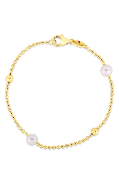 Shop Roberto Coin Cultured Pearl & Bead Necklace In Yellow Gold