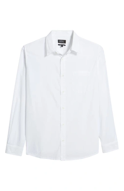 Shop Apc Edouard Solid Cotton Button-up Shirt In Blanc