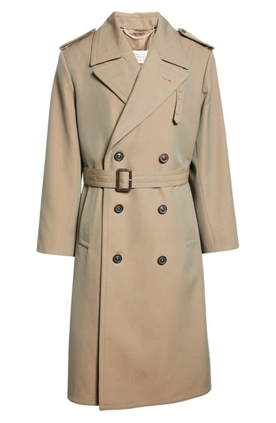 Shop Maison Margiela Doubled Breasted Wool Trench Coat In Nutmeg
