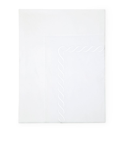 Shop Pratesi Treccia King Flat Sheet (275cm X 275cm) In White