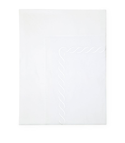 Shop Pratesi Treccia Super King Flat Sheet (300cm X 270cm) In White