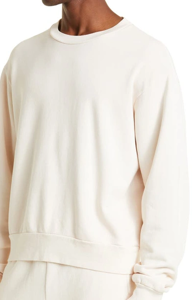 Shop John Elliott Interval Cotton Fleece Crewneck Sweatshirt In Shell