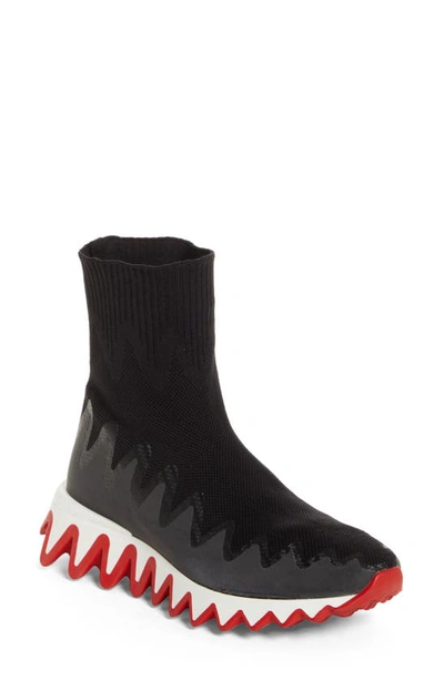 Shop Christian Louboutin Sharky Sock Sneaker In Black