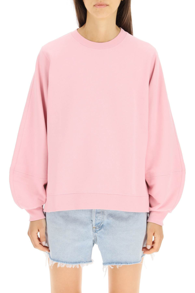 Shop Ganni Software Isoli Puff Sleeve Sweatshirt In Pink