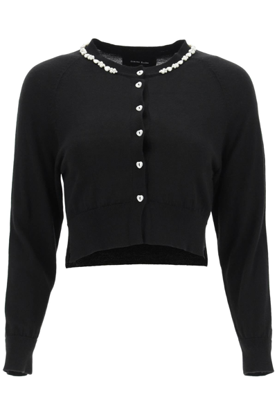 Simone Rocha Bead-embellished Wool Crop Cardigan In Black