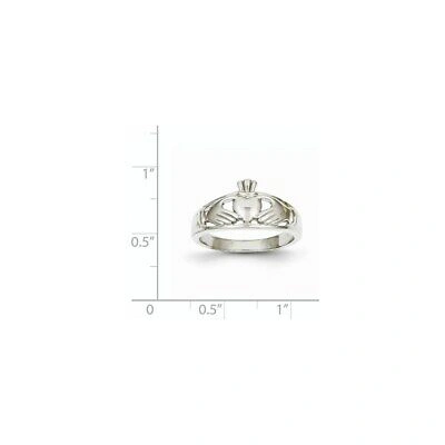 Pre-owned Wishing For Claudia 14k White Gold Polished Ladies Claddagh Ring Size 7