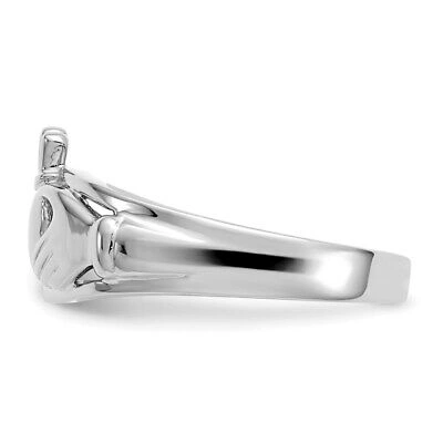 Pre-owned Wishing For Claudia 14k White Gold Polished Ladies Claddagh Ring Size 7