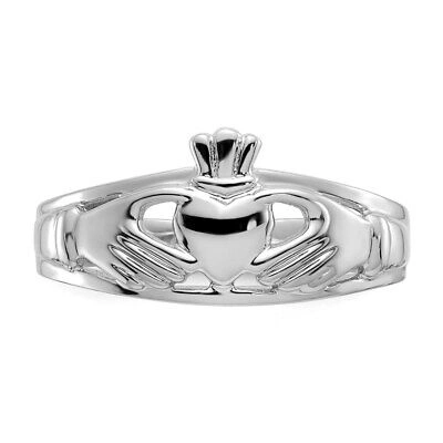 Pre-owned Wishing For Claudia 14k White Gold Polished Ladies Claddagh Ring Size 7