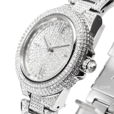Pre-owned Michael Kors Camille Mk5869 Silver Tone Crystal Pave Glitz Dial  Women's Watch | ModeSens