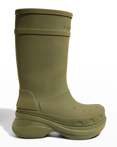 Shop Balenciaga X Crocs&trade; Men's Tonal Rubber Rain Boots In Army Green