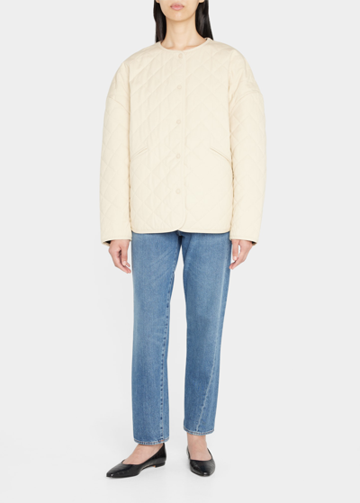 Shop Totême Quilted Oversize Canvas Jacket In Light Hay