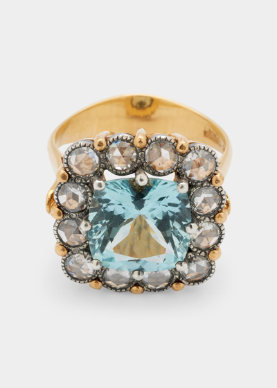 Shop Arman Sarkisyan Aquamarine And Rose-cut Diamond Ring In Multi
