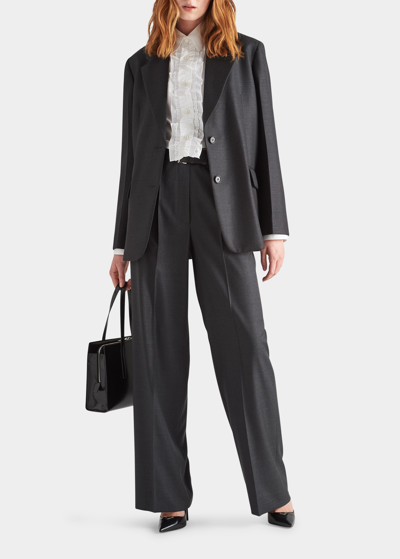 Shop Prada Lana Wool Gabardine Cutaway Jacket In F0308 Antracite