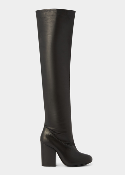 Shop Lemaire Calfskin Over-the-knee Boots In Black Bk999