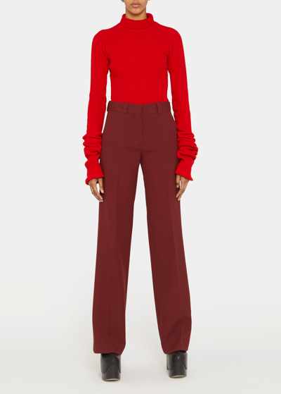 Shop Quira Rib Turtleneck Wool Pullover In Pompeiano