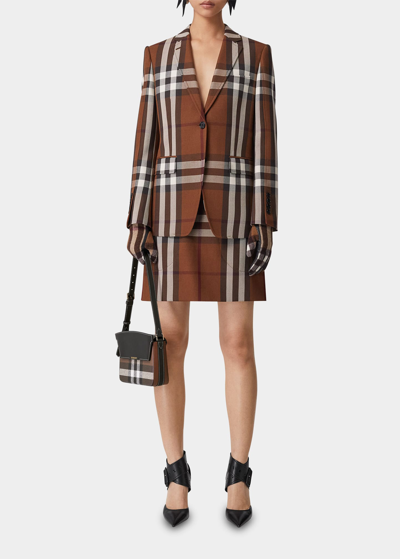 Shop Burberry Teodora Check Mini Skirt In Dark Birch Brown