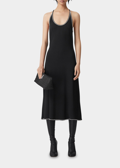 Shop Burberry Zorah Crystal-embellished Midi Dress In Black